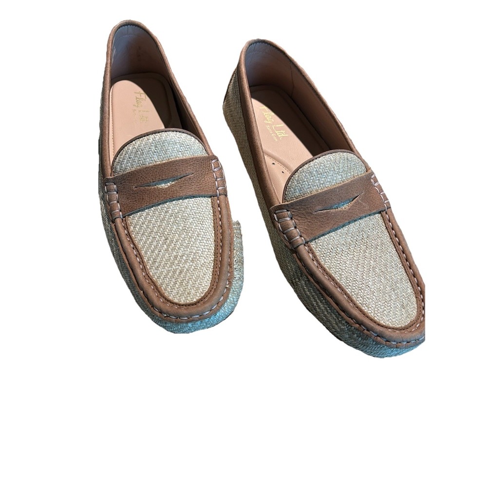 Flag LTD Women's Morgan Leather Penny Driving Loafers Rattan Rafia 9M New $110 - Picture 12 of 12